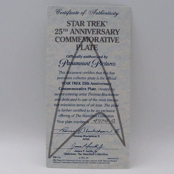 Star Trek 25th Anniversary Commemorative Plate 1991 by Hamilton Collection - Picture 4 of 13